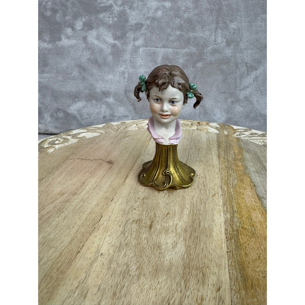 Vintage Porcelain‎ Benacchio Boy and Girl Head On Stand